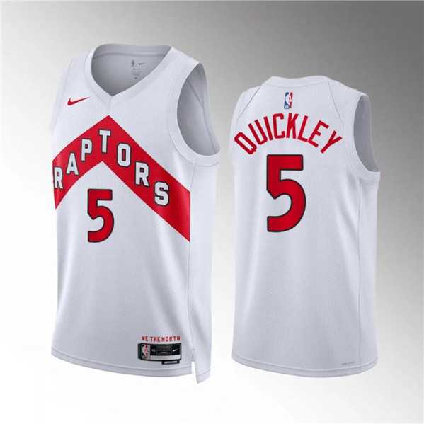 Mens Toronto Raptors #5 Immanuel Quickley White Association Edition Stitched Basketball Jersey Dzhi->toronto raptors->NBA Jersey